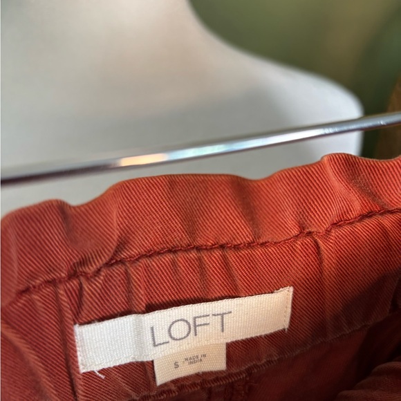 Burnt Orange Loft Cinch Back Pocket High Waisted Paper Bag Shorts - Picture 3 of 4